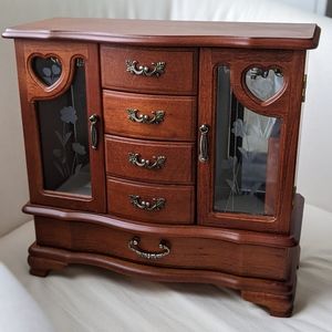 Standing Wooden Velvet-Lined Jewelry Box